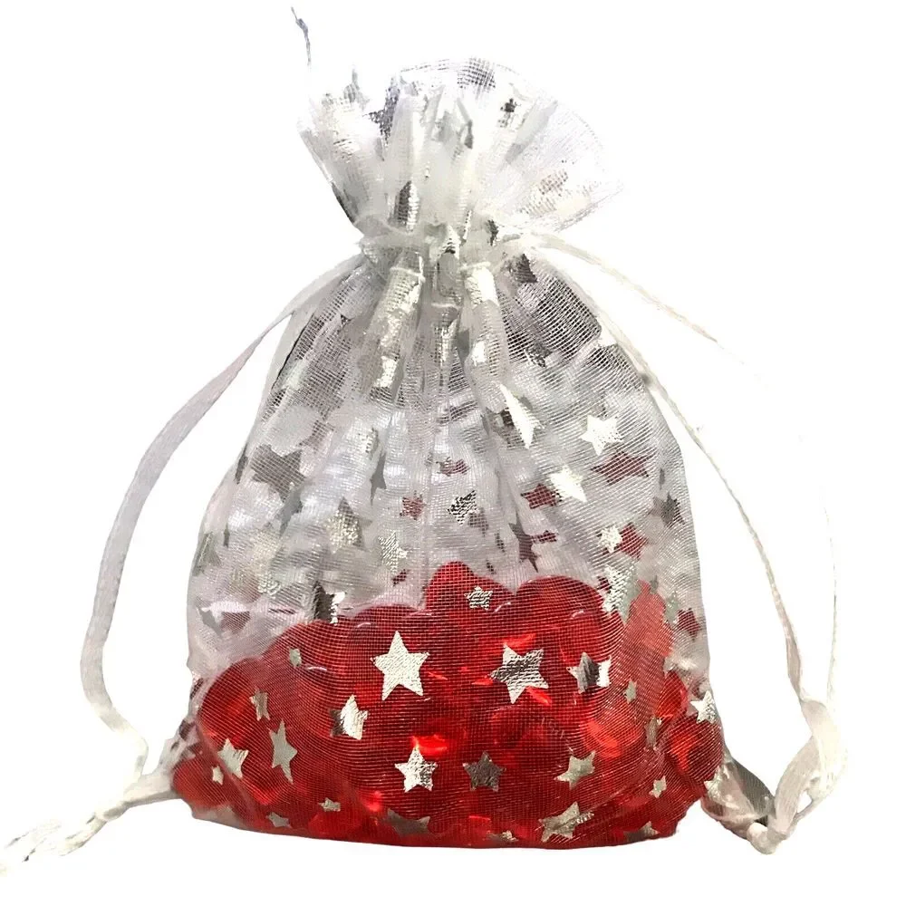 100PCS Organza Gift Bag Modern‎ Star Pattern Drawstring Design Party Packing Bag